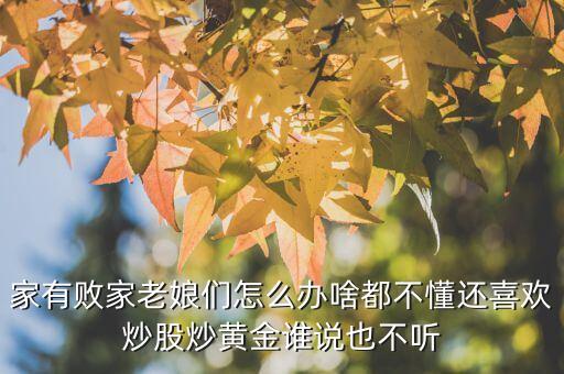 家有敗家老娘們?cè)趺崔k啥都不懂還喜歡炒股炒黃金誰(shuí)說(shuō)也不聽