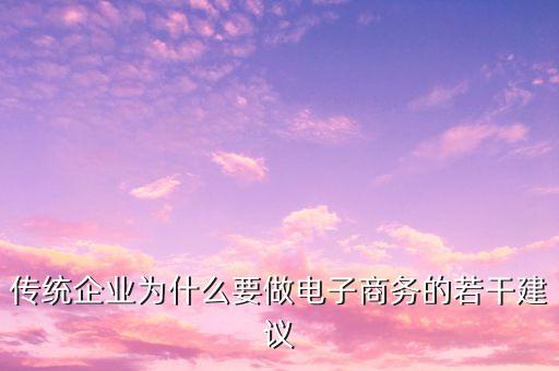 傳統(tǒng)企業(yè)為什么要做電子商務的若干建議