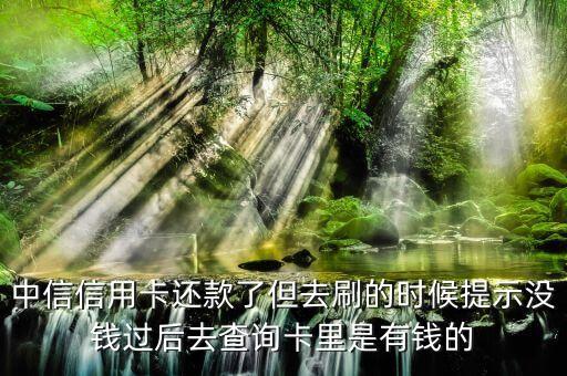 中信信用卡還款了但去刷的時(shí)候提示沒(méi)錢(qián)過(guò)后去查詢卡里是有錢(qián)的
