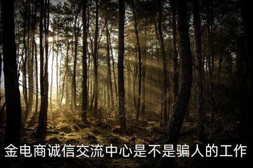 金電商誠信交流中心是個(gè)什么公司，金電商誠信交流中心是不是騙人的工作