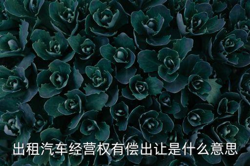 出租汽車經(jīng)營權(quán)有償出讓是什么意思