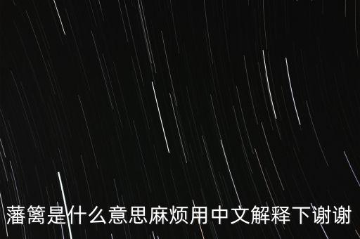 藩籬是什么意思麻煩用中文解釋下謝謝