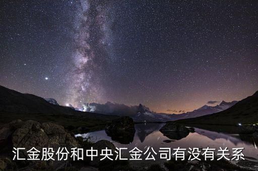 匯金股份和中央?yún)R金公司有沒有關系