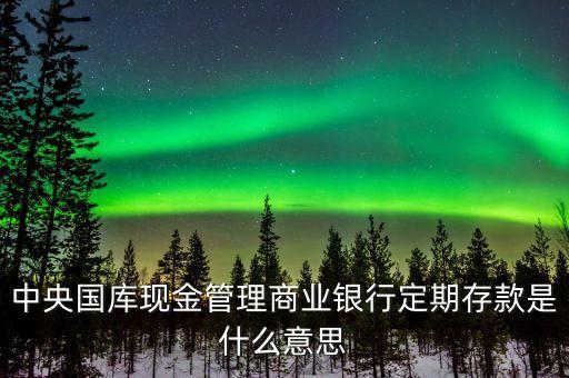 什么是國庫存款，中央國庫現(xiàn)金管理商業(yè)銀行定期存款是什么意思