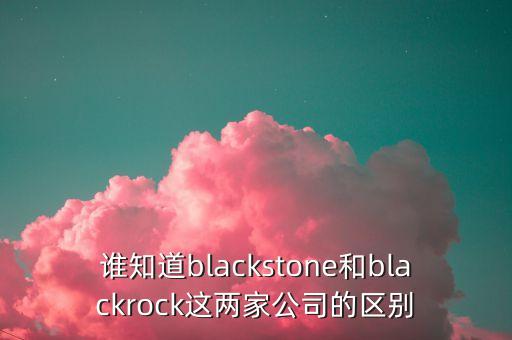 誰知道blackstone和blackrock這兩家公司的區(qū)別