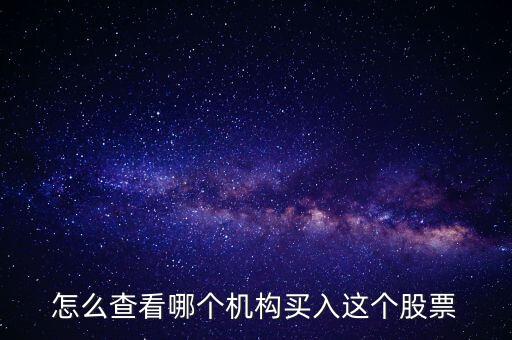 怎么查看哪個(gè)機(jī)構(gòu)買入這個(gè)股票
