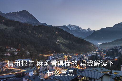 信用報告 麻煩看得懂的 幫我解讀下什么意思