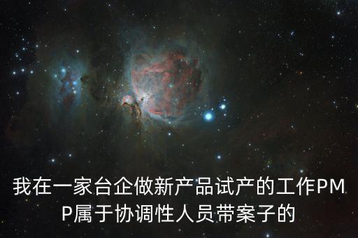 我在一家臺企做新產(chǎn)品試產(chǎn)的工作PMP屬于協(xié)調(diào)性人員帶案子的