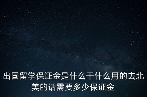 出國(guó)留學(xué)保證金是什么干什么用的去北美的話需要多少保證金