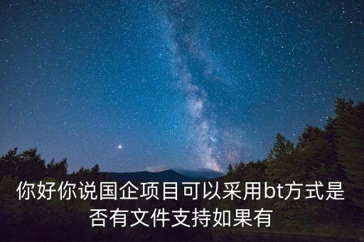 地主項(xiàng)目為什么要引進(jìn)行央企做bt，你好你說國企項(xiàng)目可以采用bt方式是否有文件支持如果有