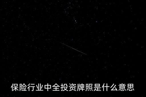 保險(xiǎn)行業(yè)中全投資牌照是什么意思