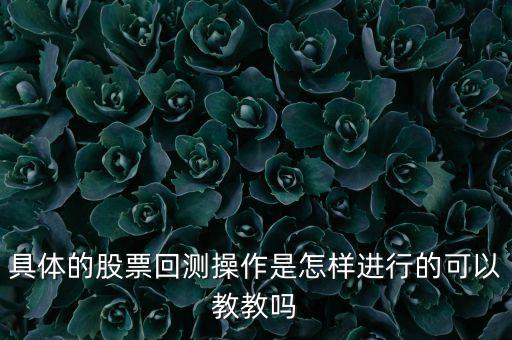 什么是股票回測，具體的股票回測操作是怎樣進行的可以教教嗎