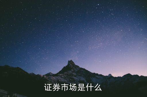 證券市場是什么