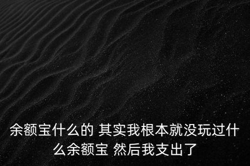 余額寶什么的 其實(shí)我根本就沒玩過什么余額寶 然后我支出了
