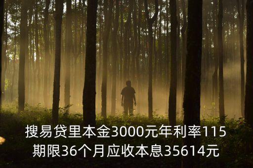 搜易貸里本金3000元年利率115期限36個(gè)月應(yīng)收本息35614元