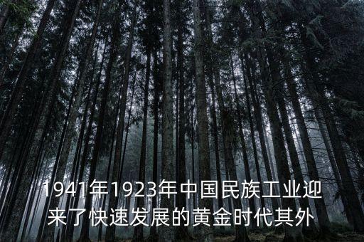 1941年1923年中國(guó)民族工業(yè)迎來(lái)了快速發(fā)展的黃金時(shí)代其外