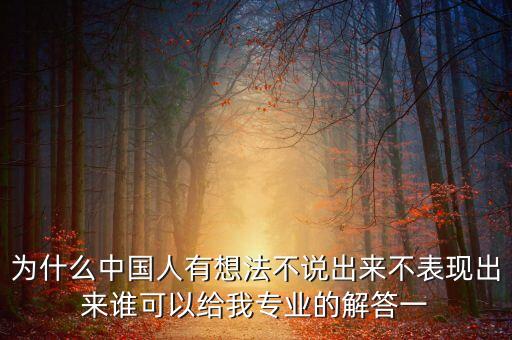 為什么中國(guó)人有想法不說出來不表現(xiàn)出來誰可以給我專業(yè)的解答一