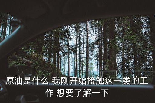 原油是什么工作，原油是什么 我剛開(kāi)始接觸這一類的工作 想要了解一下