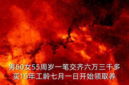 男60女55周歲一筆交齊六萬三千多買15年工齡七月一日開始領取養(yǎng)