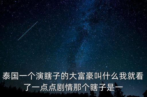 泰國(guó)一個(gè)演瞎子的大富豪叫什么我就看了一點(diǎn)點(diǎn)劇情那個(gè)瞎子是一