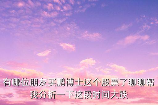 有哪位朋友買鵬博士這個股票了聊聊幫我分析一下這段時間大跌