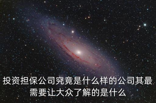 投資擔保公司究竟是什么樣的公司其最需要讓大眾了解的是什么