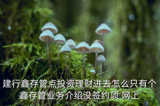 建行鑫存管點(diǎn)投資理財(cái)進(jìn)去怎么只有個(gè)鑫存管業(yè)務(wù)介紹沒(méi)簽約項(xiàng) 網(wǎng)上