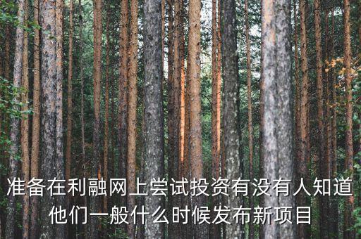 利融網(wǎng)是什么，準備在利融網(wǎng)上嘗試投資有沒有人知道他們一般什么時候發(fā)布新項目