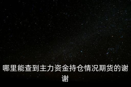 什么軟件看期貨大戶持倉，哪里能查到主力資金持倉情況期貨的謝謝