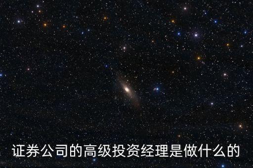 證券公司的高級投資經(jīng)理是做什么的