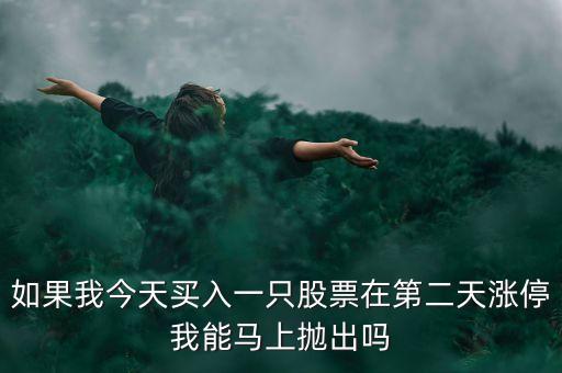 如果我今天買入一只股票在第二天漲停我能馬上拋出嗎