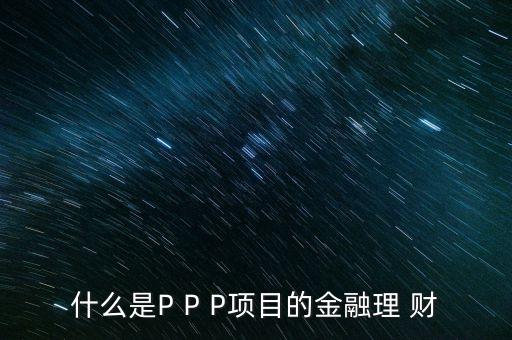 什么是P P P項目的金融理 財