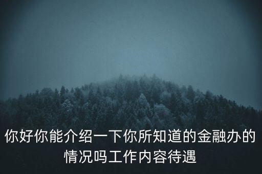 縣級(jí)金融辦是干什么的，你好你能介紹一下你所知道的金融辦的情況嗎工作內(nèi)容待遇