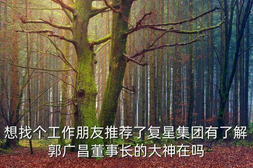 想找個工作朋友推薦了復(fù)星集團有了解郭廣昌董事長的大神在嗎
