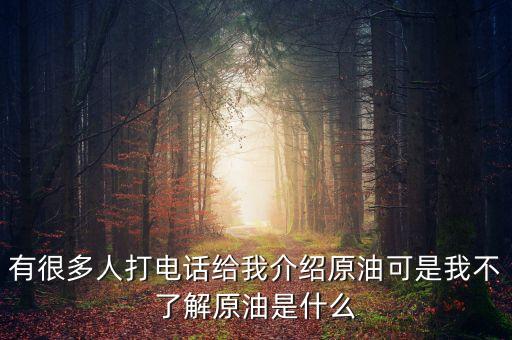 有很多人打電話給我介紹原油可是我不了解原油是什么