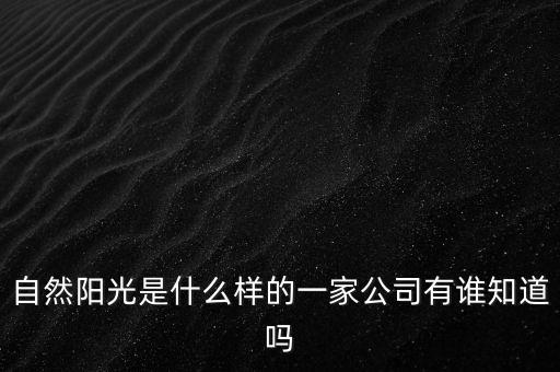自然陽(yáng)光是什么樣的一家公司有誰(shuí)知道嗎