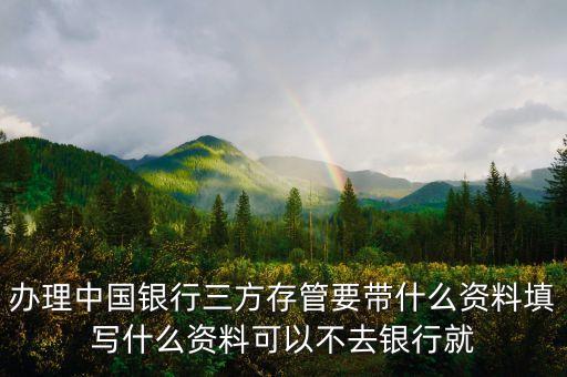 辦理中國銀行三方存管要帶什么資料填寫什么資料可以不去銀行就