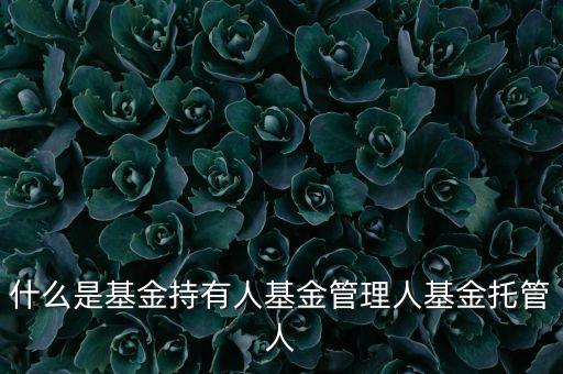 什么是基金持有人基金管理人基金托管人