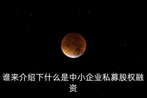 誰來介紹下什么是中小企業(yè)私募股權融資