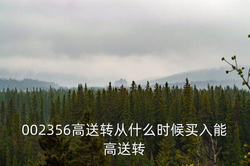 002356高送轉從什么時候買入能高送轉