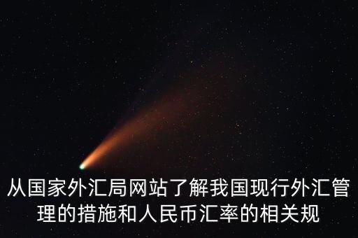 從國家外匯局網(wǎng)站了解我國現(xiàn)行外匯管理的措施和人民幣匯率的相關(guān)規(guī)