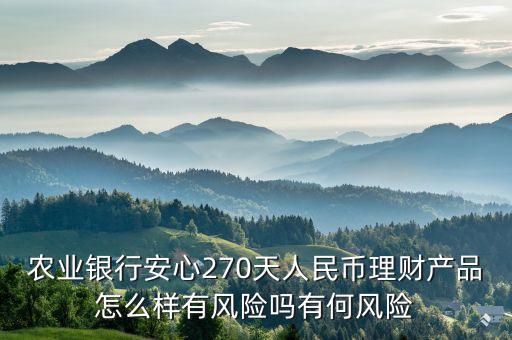 農(nóng)業(yè)銀行安心270天人民幣理財(cái)產(chǎn)品怎么樣有風(fēng)險(xiǎn)嗎有何風(fēng)險(xiǎn)