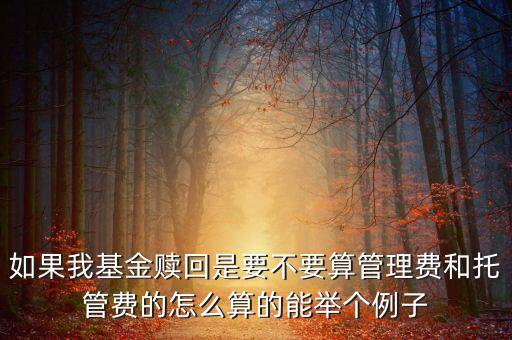 如果我基金贖回是要不要算管理費(fèi)和托管費(fèi)的怎么算的能舉個例子