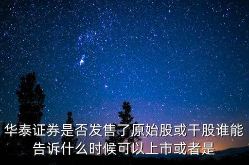 華泰證券是否發(fā)售了原始股或干股誰能告訴什么時候可以上市或者是