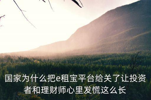 國家為什么把e租寶平臺(tái)給關(guān)了讓投資者和理財(cái)師心里發(fā)慌這么長