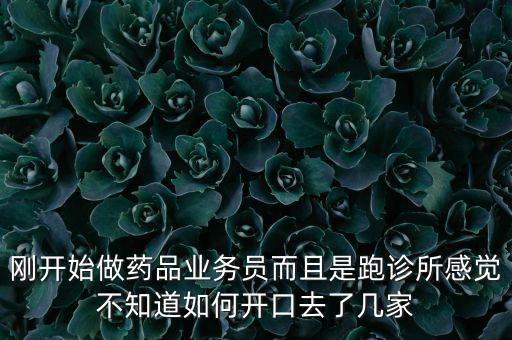 剛開始做藥品業(yè)務(wù)員而且是跑診所感覺不知道如何開口去了幾家