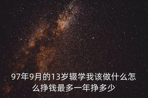 97年9月的13歲輟學我該做什么怎么掙錢最多一年掙多少