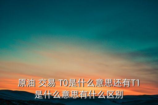 原油t加1是什么意思，什么是T1交易模式