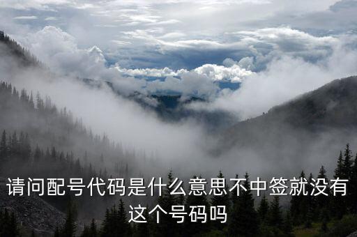 配號(hào)代碼是什么意思，新股配號(hào)是申購(gòu)代碼嗎