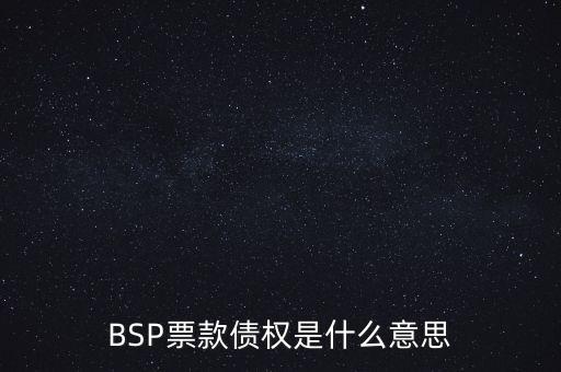 BSP票款債權(quán)是什么意思